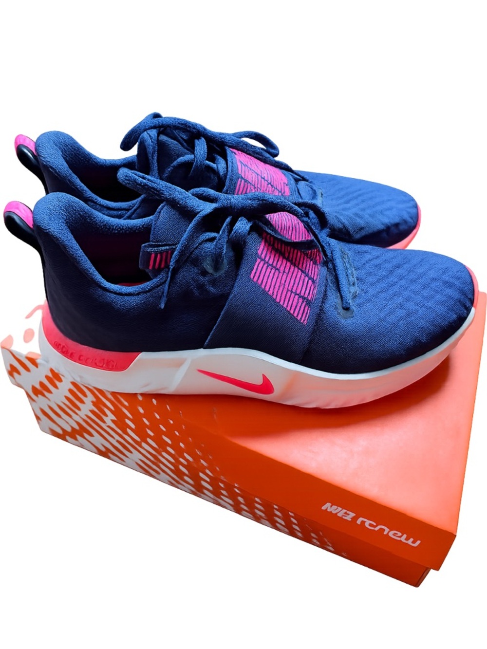 Nike Navy Blue and Hot Pink Women's Training Shoes